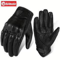 MJMOTO Summer Motorcycle Gloves Leather Men Touch Screen Breathable