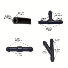 Windshield Washer Hose Kit 2m Universal 4 Connectors Water Pump Nozzle Install