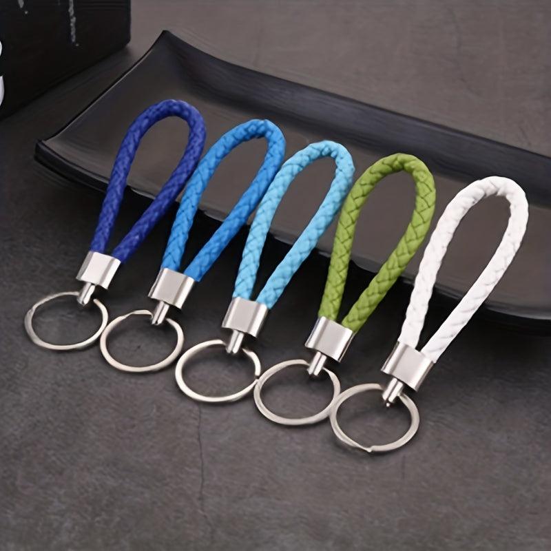 6pcs PU Leather Rope Keychain Braided Car Pendant Key Rope Activity Gift