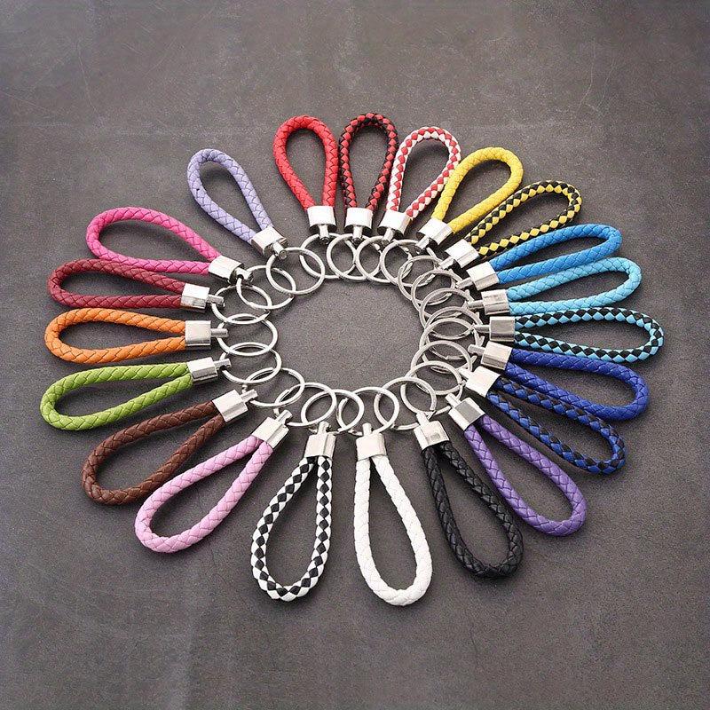 6pcs PU Leather Rope Keychain Braided Car Pendant Key Rope Activity Gift