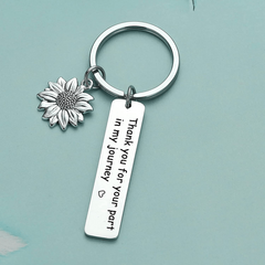 Stainless Steel Keychain Sunflower Pendant Gift For Friends