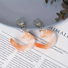 Cute Simulated Shrimp Keychain Seafood Car Key Pendant Bag Ornament