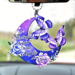Purple Butterfly Moon Pendant Car Rearview Mirror Key Chain Bag Gift