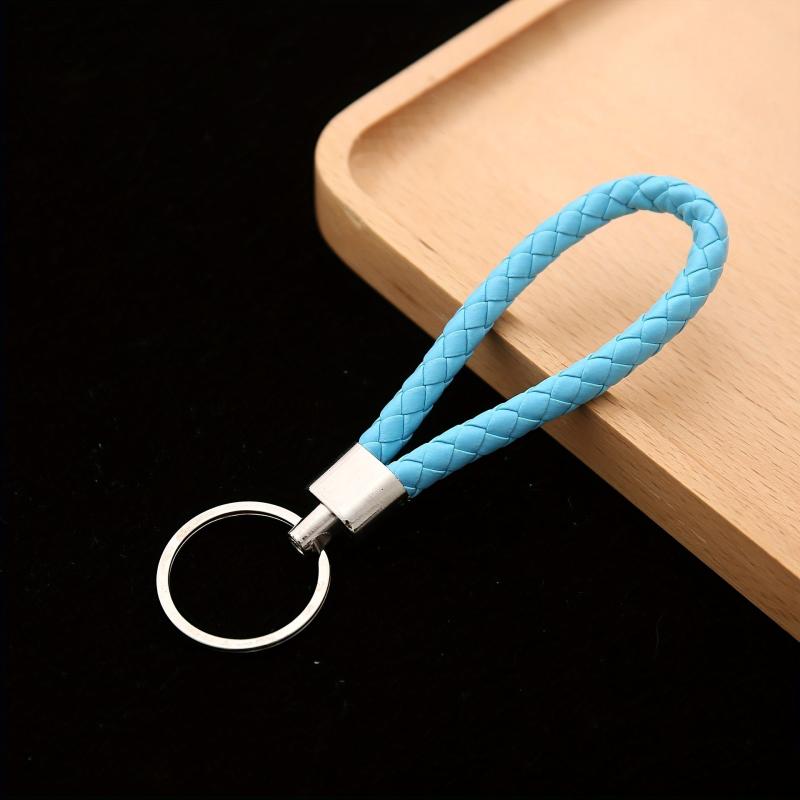 8pcs Woven Leather Rope Key Chain Car Pendant PU Key Rope Gift
