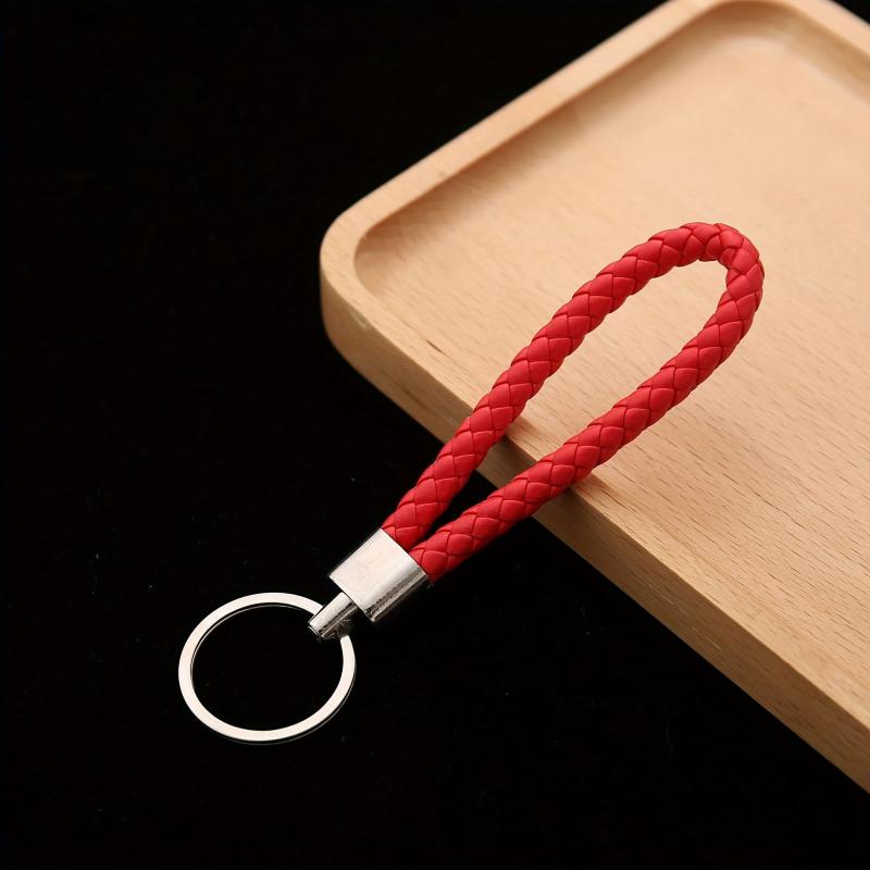 8pcs Woven Leather Rope Key Chain Car Pendant PU Key Rope Gift