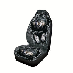 Denim Wolf Print Universal Seat Cover - Upgrade Your Car Interior