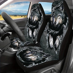 Denim Wolf Print Universal Seat Cover - Upgrade Your Car Interior