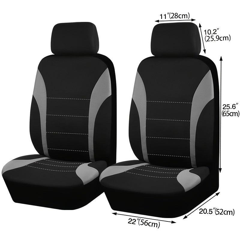 Polyester Car Seat Covers Front Pairs Gray Tan Red Universal Protector