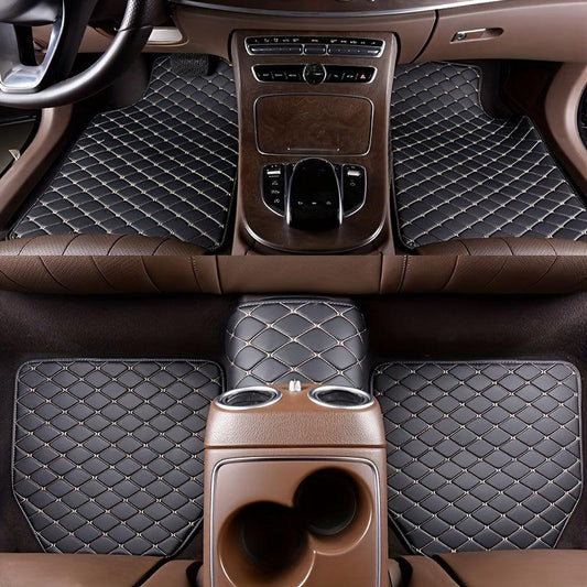 5pcs Car Floor Mats Universal Waterproof Full Set Auto Rugs Leather Car Carpet