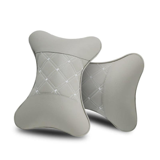 2pcs Leather Car Headrest Pillows Neck Pillows for Fatigue Driving