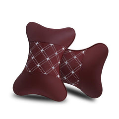 2pcs Leather Car Headrest Pillows Neck Pillows for Fatigue Driving