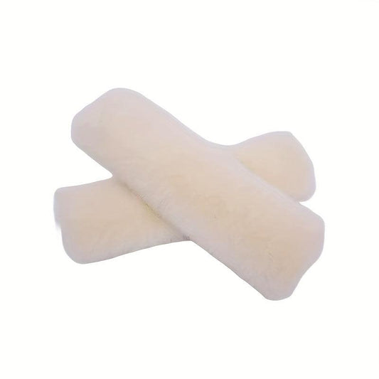 2pcs Soft Sheepskin Car Seat Belt Cushion - Shoulder & Neck Pad Protection