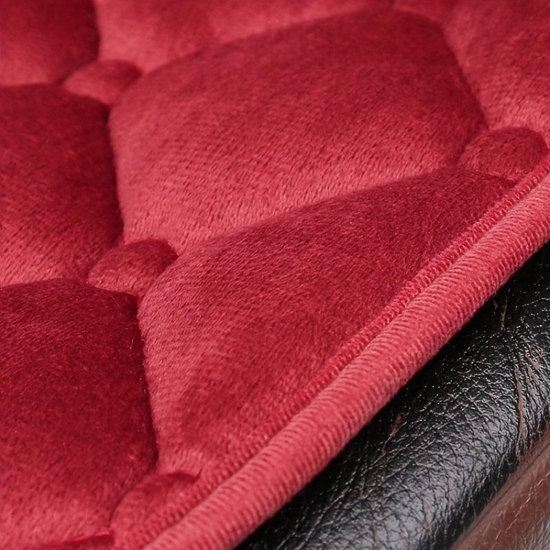 Car Seat Cover Soft Velvet Plaid Memory Foam Phone Storage Bag Non-slip Back