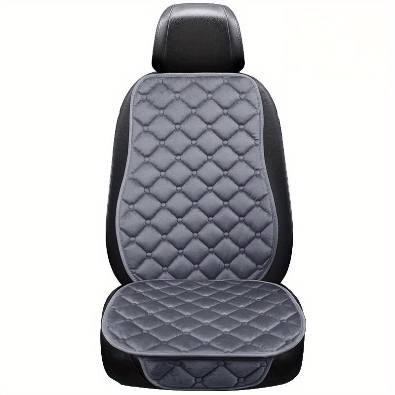 Car Seat Cover Soft Velvet Plaid Memory Foam Phone Storage Bag Non-slip Back