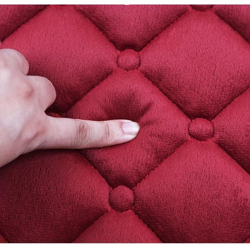 Car Seat Cover Soft Velvet Plaid Memory Foam Phone Storage Bag Non-slip Back
