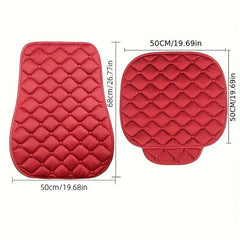 Car Seat Cover Soft Velvet Plaid Memory Foam Phone Storage Bag Non-slip Back