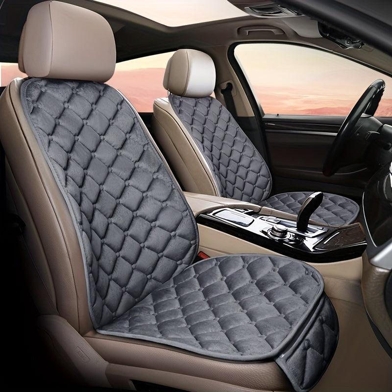 Car Seat Cover Soft Velvet Plaid Memory Foam Phone Storage Bag Non-slip Back