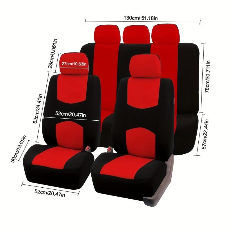 Universal Car Seat Cover 2mm Sponge Full Set 9pcs