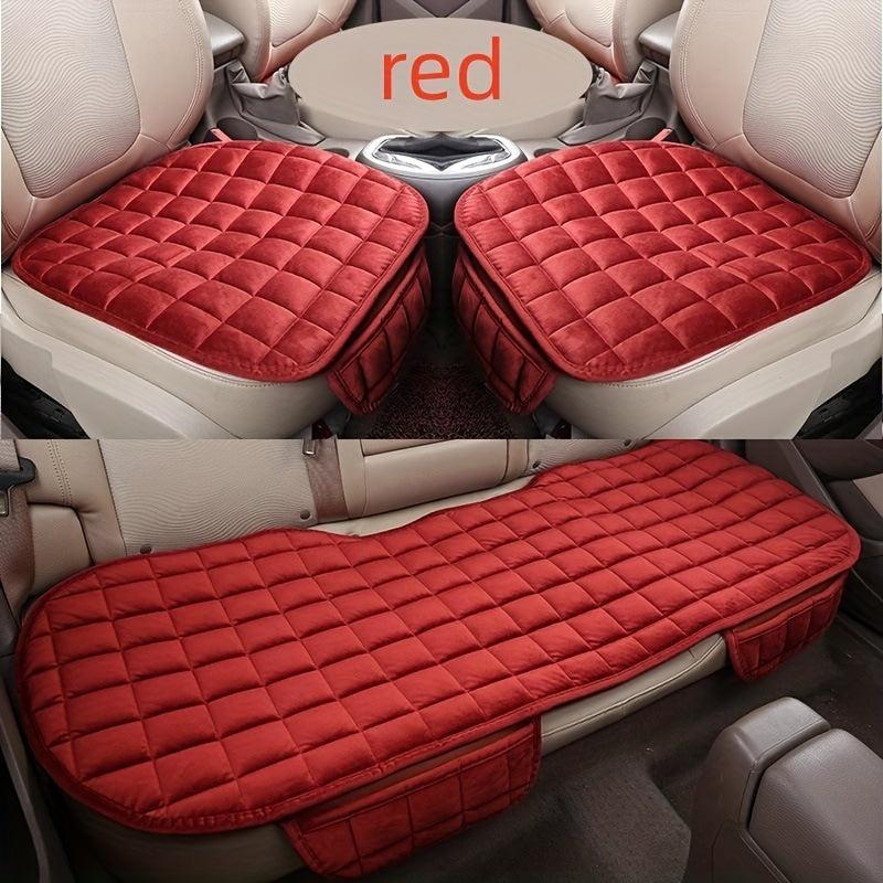 3 Piece Car Seat Cushion Cover Set Short Plush Clip Cotton Plus Velvet