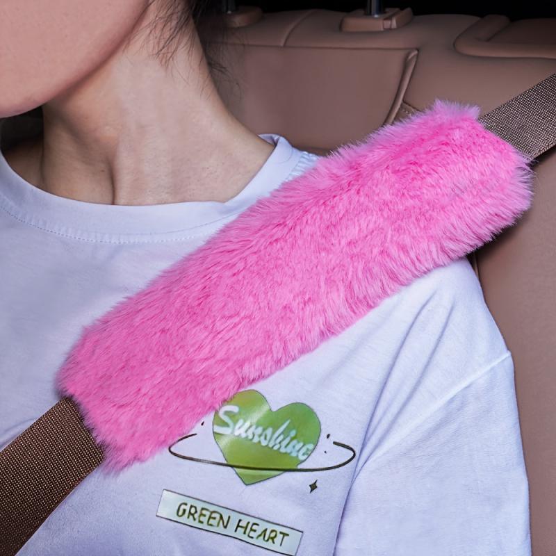 2pcs Plush Car Seat Belt Shoulder Protector Cover