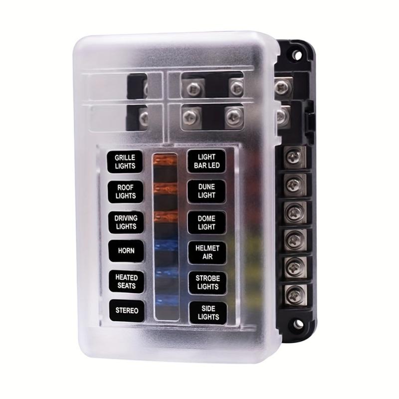 12V 32V 6/12 Way Blade Fuse Box Holder LED Indicator for Car Boat
