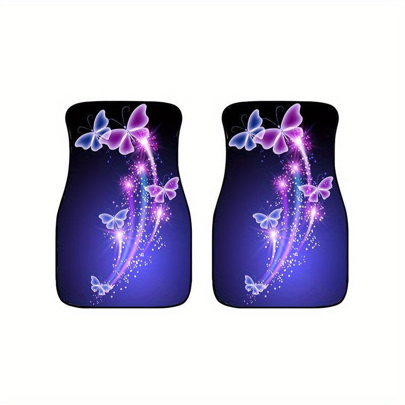 Butterfly Flower Car Floor Mats Set for Women Girly
