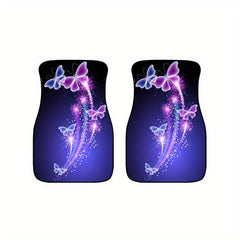 Butterfly Flower Car Floor Mats Set for Women Girly