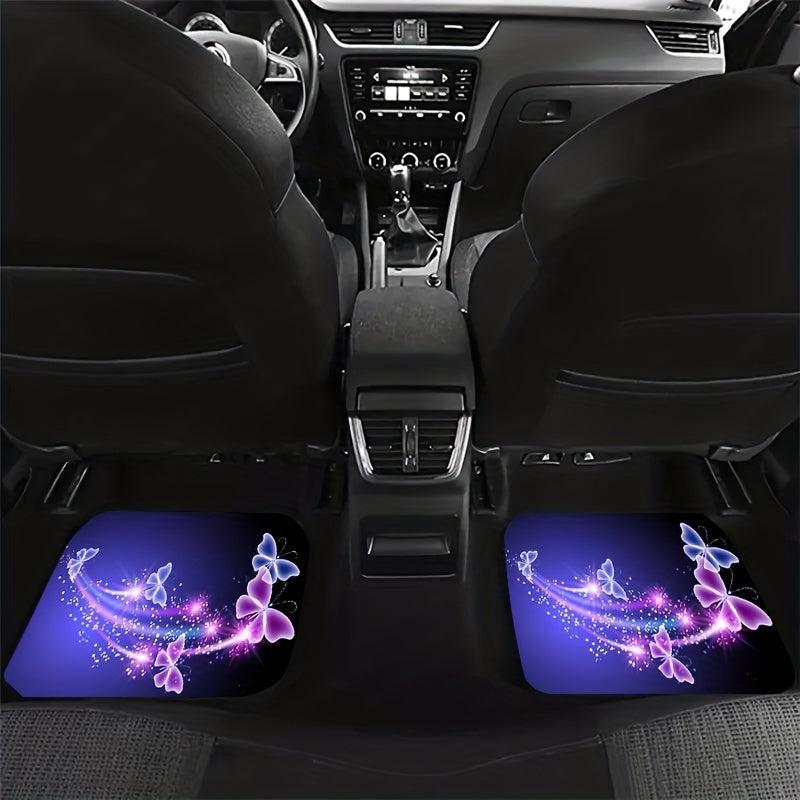 Butterfly Flower Car Floor Mats Set for Women Girly
