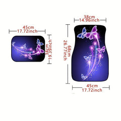 Butterfly Flower Car Floor Mats Set for Women Girly