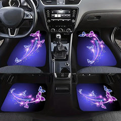 Butterfly Flower Car Floor Mats Set for Women Girly