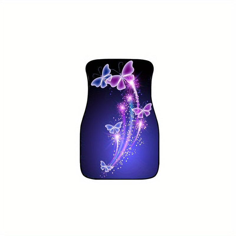 Butterfly Flower Car Floor Mats Set for Women Girly