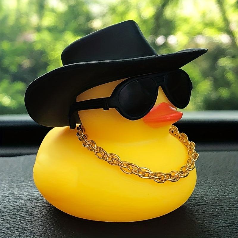 Little Yellow Duck Cowboy Hat Sunglasses Necklace Auto Decoration