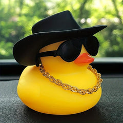 Little Yellow Duck Cowboy Hat Sunglasses Necklace Auto Decoration