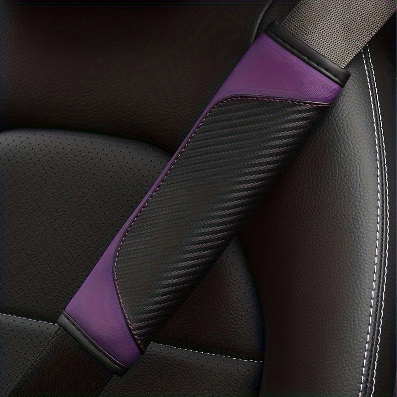 Carbon Fiber Leather Seat Belt Shoulder Cover Protector