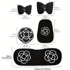 Bowknot Tea Flower Headrest Pillow Car Decor