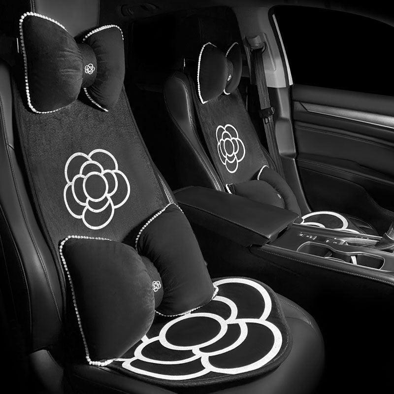 Bowknot Tea Flower Headrest Pillow Car Decor