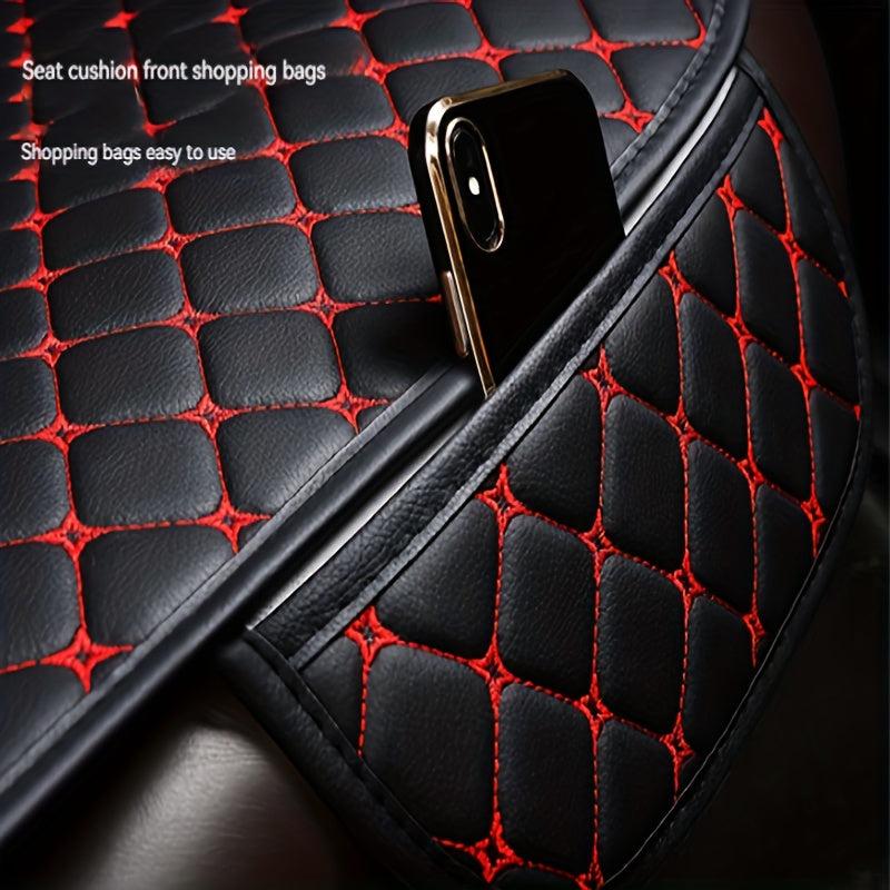 Car Seat Cushion w/ Backrest Universal Front Faux Leather Anti Slip Seat Cushion