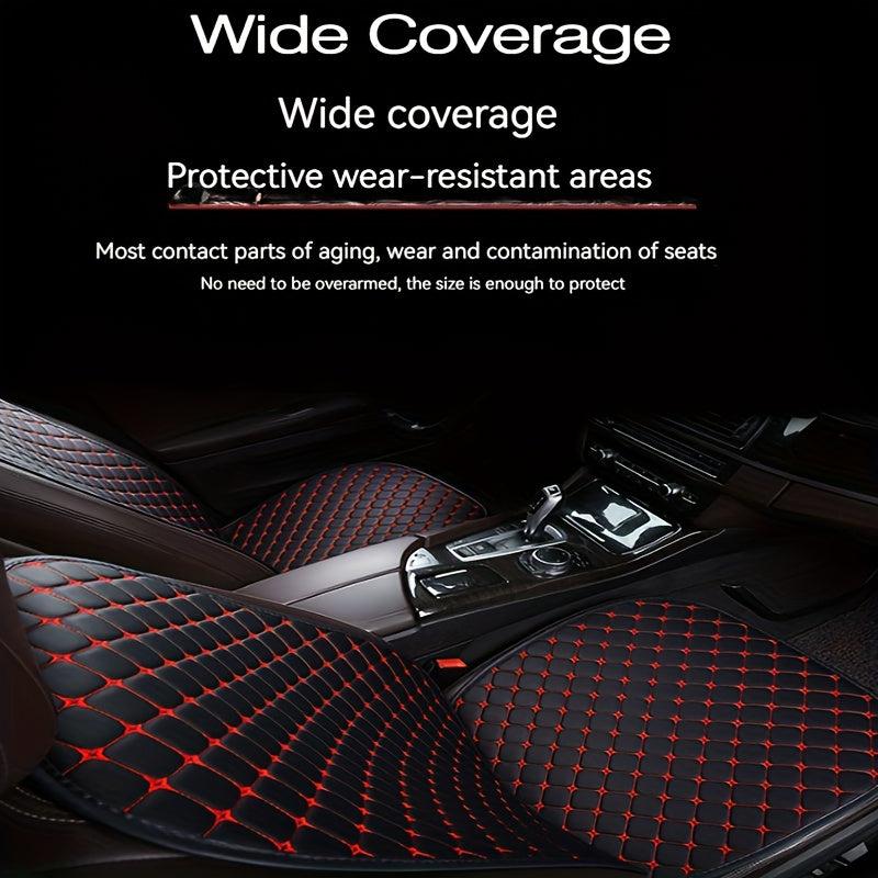 Car Seat Cushion w/ Backrest Universal Front Faux Leather Anti Slip Seat Cushion
