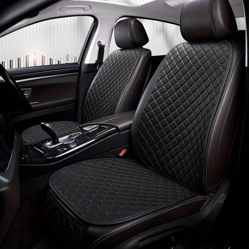 Car Seat Cushion w/ Backrest Universal Front Faux Leather Anti Slip Seat Cushion