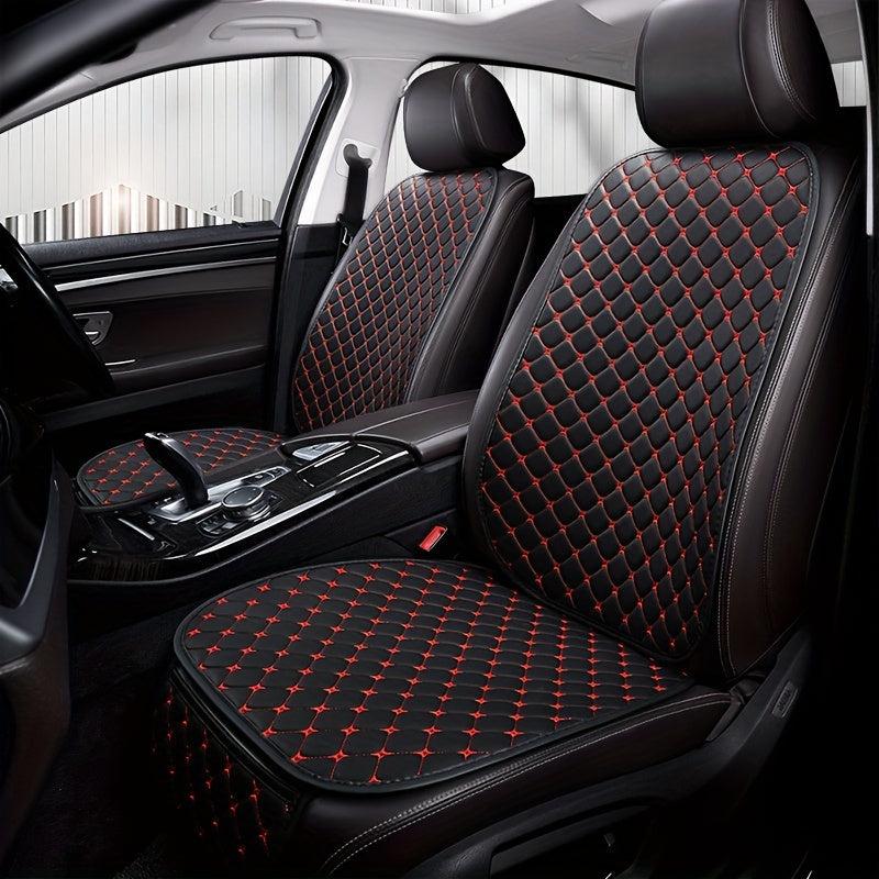 Car Seat Cushion w/ Backrest Universal Front Faux Leather Anti Slip Seat Cushion