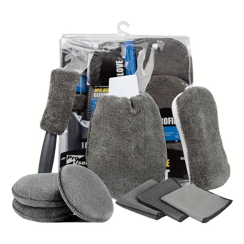 9pcs Car Wash Cleaning Tool Water Absorbent Detailing Tire Brush Towel