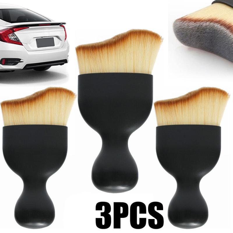 3pcs Car Interior Cleaning Kit Soft Brushes for Instrument Panel & Crevice