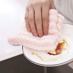 5pcs Kitchen Dish Cloths Soft Absorbent Towels Coral Fleece Microfiber