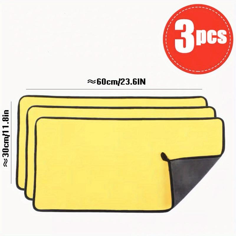 3pcs Thickened Car Wash Towels Absorbent Scrubbers Microfiber Interior Cleaning