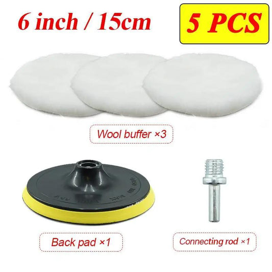 5pcs Wool Polishing Buffing Pad Wheel Drill Buffer Attachment