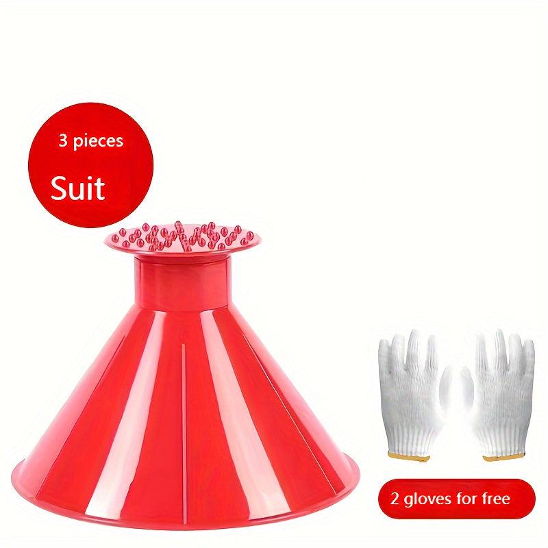 3pcs Car Window Windshield Magic Ice Scraping Funnel Snow Shovel