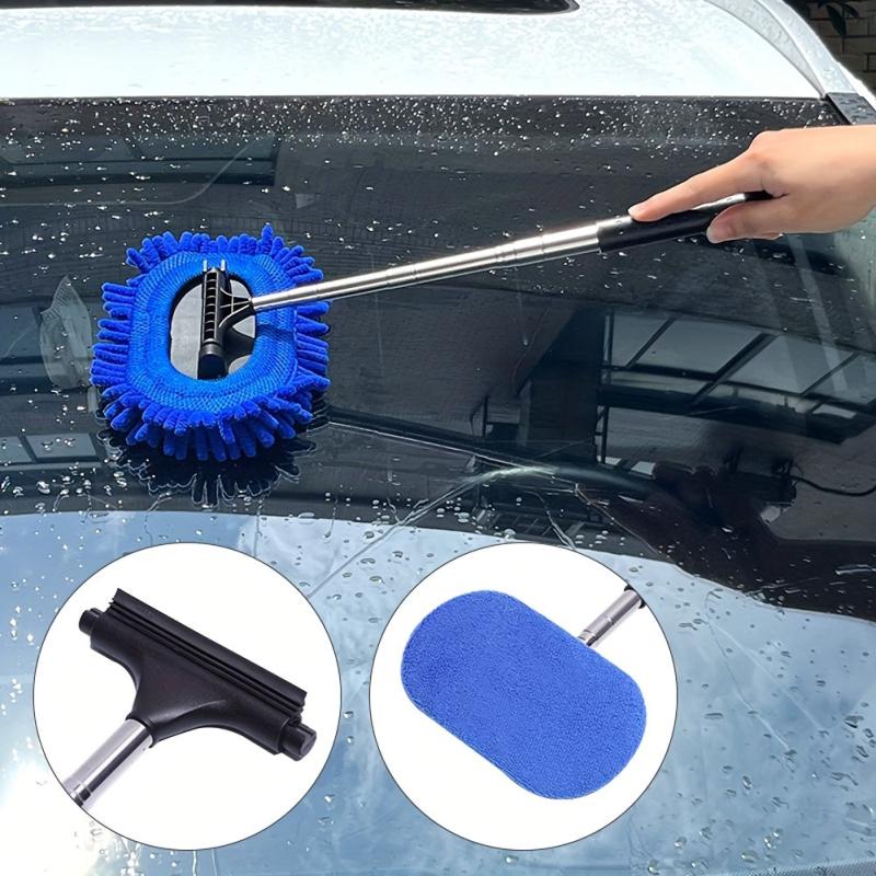 3 In 1 Car Window Cleaner Brush Kit Microfiber Wash Tool Long Handle