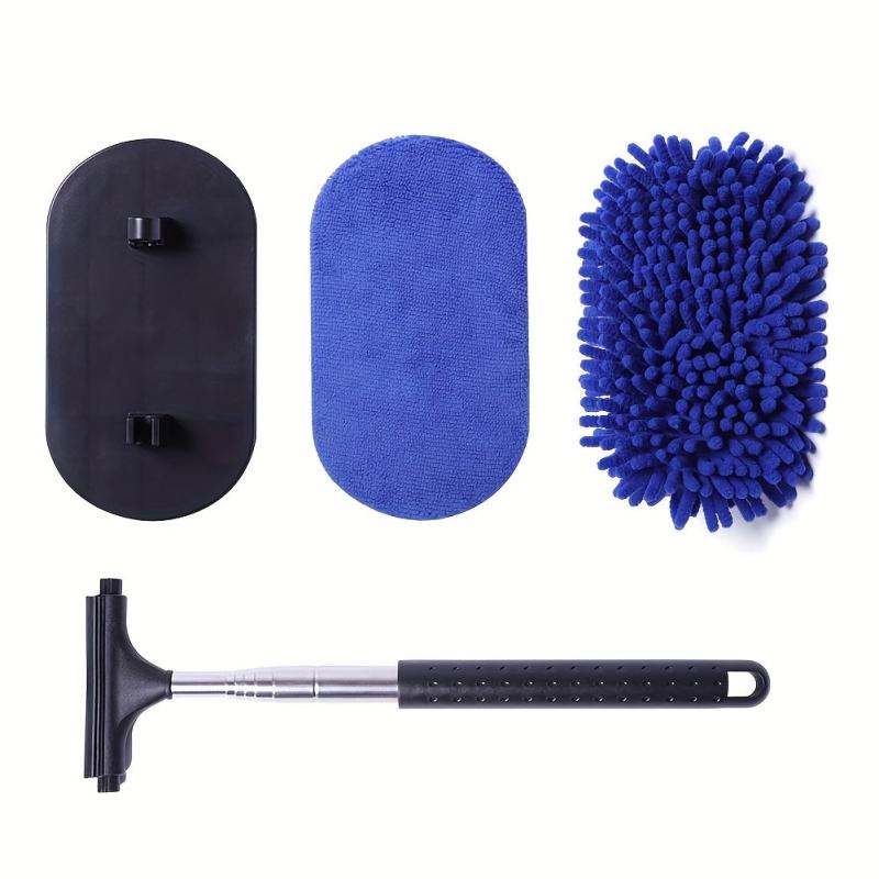 3 In 1 Car Window Cleaner Brush Kit Microfiber Wash Tool Long Handle