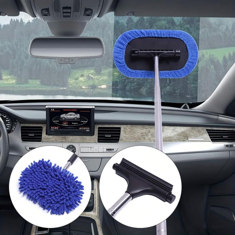 3 In 1 Car Window Cleaner Brush Kit Microfiber Wash Tool Long Handle