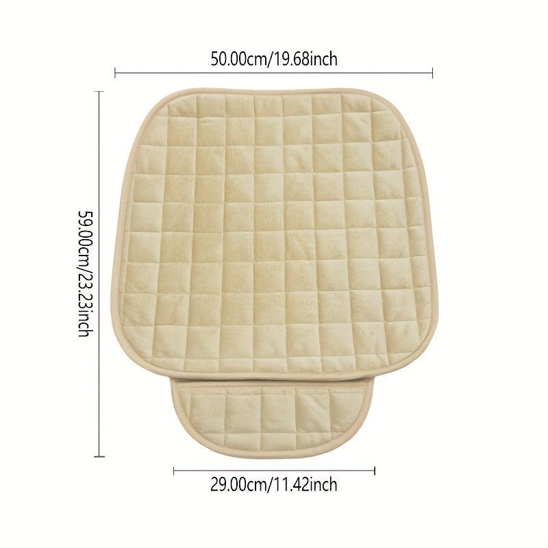 Plush Car Seat Cushion with Non Slip Bottom & Storage Pouch